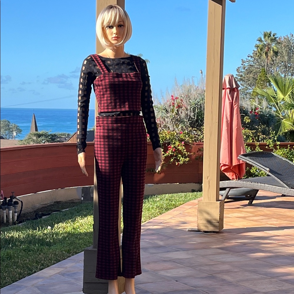 F21 Plaid Women's Pant Suit - Black and Red